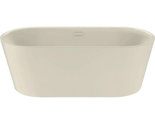 Freistehende Badewanne in ovaler Form mit integriertem Überlauf.
