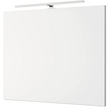 Rechteckiger Badezimmerspiegel mit einer oben montierten LED-Aufsatzleuchte in modernem Design.