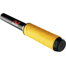 Minelab Pro-Find 15 Pinpointer-Metalldetektor mit Minelab Logo, gelbem Griff und schwarzer Spitze.