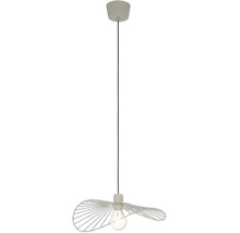 Pendelleuchte mit gewelltem Metalldrahtschirm, beige, inklusive Baldachin und Kabel.