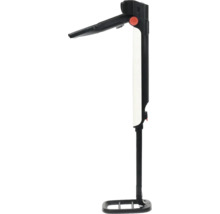 Handlicher, faltbarer Metalldetektor mit schwarzem Gehäuse und Suchspule.