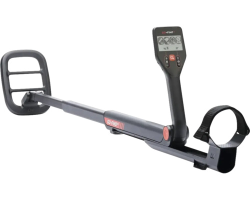 Minelab Metalldetektor GO-FIND 22 mit Teleskopgestänge, digitalem Display und Armstütze.