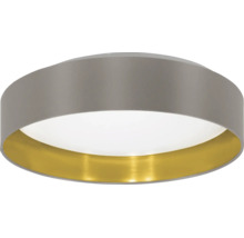 Runde Deckenleuchte mit grauem Außenring, goldfarbener Innenseite und weißem Diffusor.