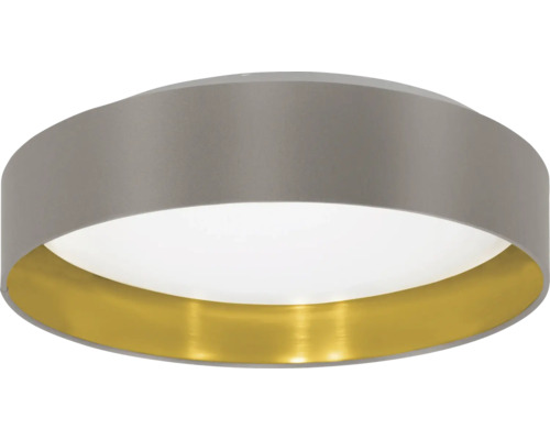 Runde Deckenleuchte mit grauem Außenring, goldfarbener Innenseite und weißem Diffusor.
