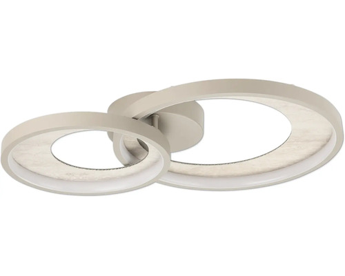 Moderne Deckenleuchte mit zwei ineinandergreifenden Ringen.