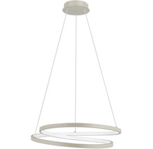 Moderne LED-Pendelleuchte in Spiralform mit ringförmigem Design und kreisförmiger Deckenhalterung.
