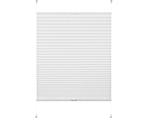 Verspanntes weißes Plissee mit horizontalen Falten für Fenster.