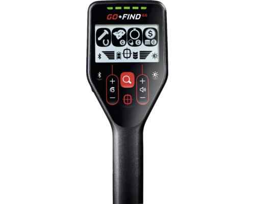Bedienteil des Metalldetektors Minelab GO-FIND 66 mit Display und Funktionstasten.