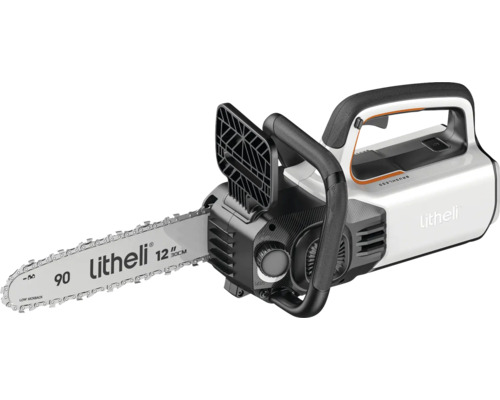 Litheli Akku-Kettensäge mit 30 Zentimeter Schwertlänge und bürstenlosem Motor.