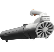 Litheli Laubbläser mit ergonomischem Handgriff, langem Blasrohr und seitlichem Lüfterrad.