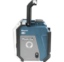 Makita Baustellenradio mit Bluetooth, DAB plus, Tragegriff und Lautsprechergitter, Makita Logo.