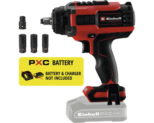 Einhell Professional Akku-Schlagschrauber mit bürstenlosem Motor und drei Steckschlüsseleinsätzen, Lieferung ohne Akku und Ladegerät.