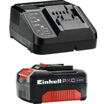 Einhell Power X-Change Starter Kit mit 4,0 Amperestunden Akku und Schnellladegerät für 18 Volt Werkzeuge.