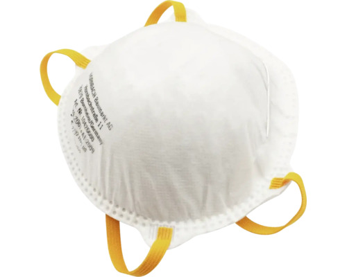 FFP1 Feinstaubmaske mit elastischen Kopfbändern und Nasenbügel von Hornbach Baumarkt AG.