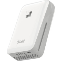 Weißer Litheli U-Battery Akku mit USB-C-Anschluss, Ladestandsanzeige und Anschlusskontakten für modulare Werkzeuge.