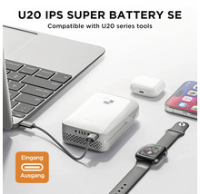 U20 IPS Super Battery SE für U20 Werkzeuge, hier als Powerbank für Laptop, Smartphone und Wearables mit USB-C Ein- und Ausgang.