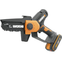 Worx Akku-Einhand-Kettensäge mit 20 Volt Akku und einer Schwertlänge von 12 Zentimetern