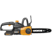 Akku-Kettensäge WORX 20 Volt mit einer Schwertlänge von 25 Zentimetern.