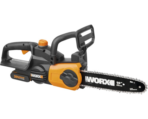 Worx 20 Volt Akku-Kettensäge mit einer Schwertlänge von 25 Zentimeter.