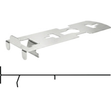 Montagehalterung aus Metall für Wandverkleidungen oder Fassadensysteme mit vorgefertigten Aussparungen.