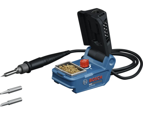 Bosch Akku Loetstation GLK 18V-450 mit Loetkolben Loetspitzen und Reinigungsbehaelter