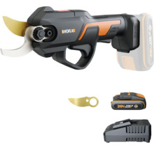 WORX Akku-Astschere 20 Volt inklusive Akku, Ladegerät und einer Ersatzklinge.