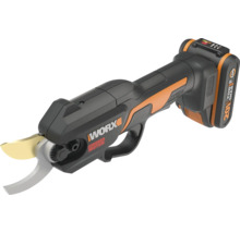 Worx Akku-Astschere mit bürstenlosem Motor und 20 Volt Akku für die Gartenarbeit.