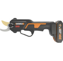 Akku-Astschere von Worx mit bürstenlosem Motor und 20 Volt Akku für präzise Schnitte im Garten.
