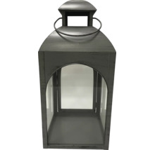 Laterne aus Metall und Glas mit Rundbogen-Öffnungen und Tragegriff für Garten und Wohnbereich.