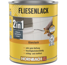 Hornbach Logo, Fliesenlack Glanzlack, 2 in 1 Haftgrund und Decklack, wasserbasiert, schlagfest und feuchtigkeitsbeständig.