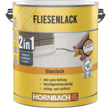Hornbach Fliesenlack 2in1 Glanzlack, wasserbasiert, Grundierung und Decklack kombiniert, für innen, schlagfest und feuchtigkeitsbeständig.