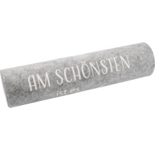 Zugluftstopper aus Filz mit der Aufschrift AM SCHÖNSTEN ist es