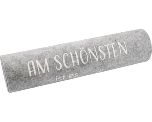 Zugluftstopper aus Filz mit der Aufschrift AM SCHÖNSTEN ist es