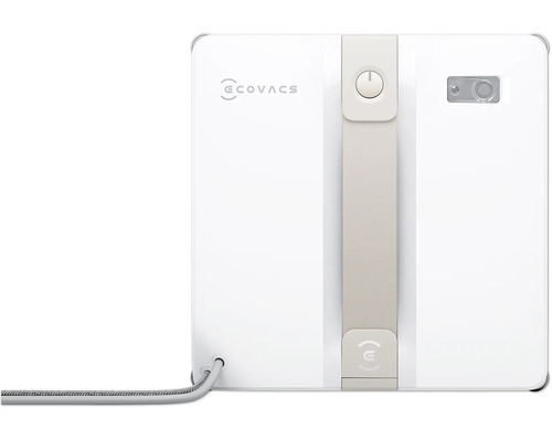 Ecovacs Fensterputzroboter mit Netzkabel und Bedienelementen auf der Oberseite