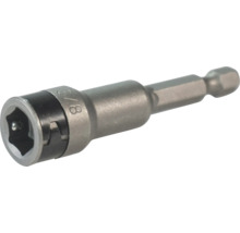 Magnetischer Steckschlüsseleinsatz aus Metall mit Sechskantschaft und 3/8 Zoll Aufnahme.