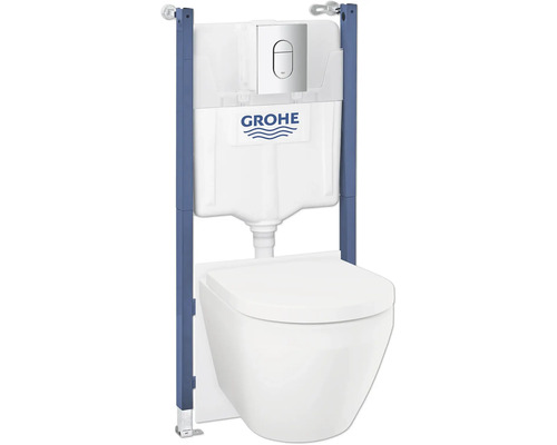 Grohe Wand WC Element mit Unterputz Spülkasten und Betätigungsplatte montiert mit hängender Toilette