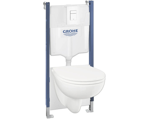 Grohe Vorwandelement mit WC-Keramik und Betätigungsplatte fuer die Wandmontage im Badezimmer