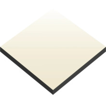 Quadratische Bauplatte mit heller Oberfläche und schwarzer Kante.