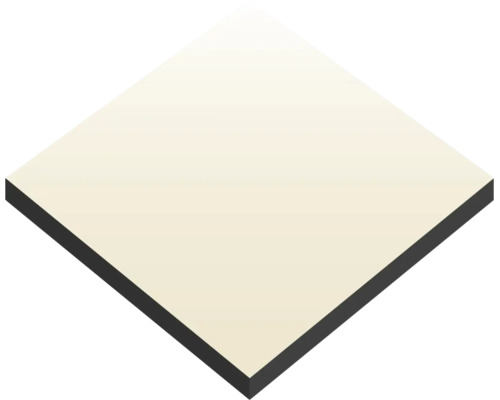 Quadratische Bauplatte mit heller Oberfläche und schwarzer Kante.