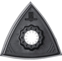 Dreieckige Schleifplatte für Multitool, Starlock Aufnahme, Fein Logo.