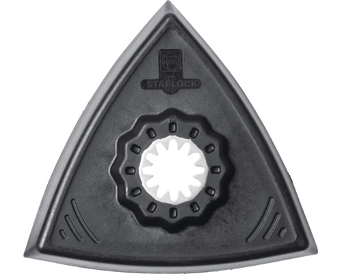 Dreieckige Schleifplatte für Multitool, Starlock Aufnahme, Fein Logo.