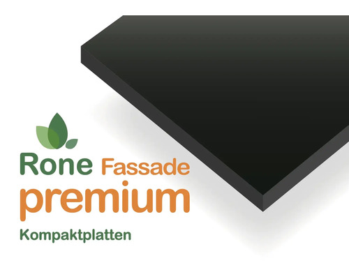 Rone Fassade premium Kompaktplatte für die Außenverkleidung mit Rone Logo.