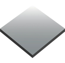 Quadratische Metallplatte mit glatter Oberfläche.
