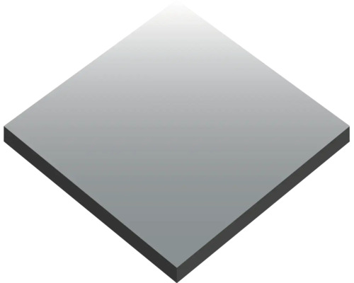 Quadratische Metallplatte mit glatter Oberfläche.