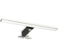 LED-Spiegelleuchte in Chrom-Optik mit länglicher Form für die Badezimmermontage.