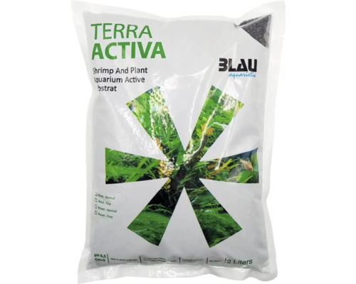 Blau Aquaristic Terra Activa, aktiver Bodengrund für Garnelen- und Pflanzenaquarien, Körnung schwarz normal, 12 Liter.
