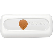 Weenect GPS-Tracker für Haustiere, weißer Peilsender mit Logo.