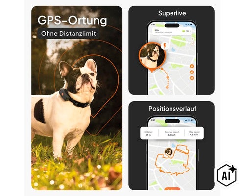 GPS Tracker weenect für Hunde 28 g, 6 x 2,4 x 1,5 cm, weiß (Image AI modified or generated)