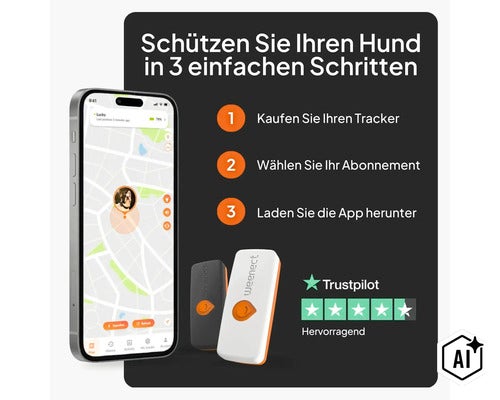 GPS Tracker weenect für Hunde 28 g, 6 x 2,4 x 1,5 cm, weiß (Image AI modified or generated)