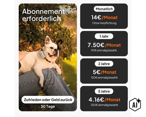 GPS Tracker weenect für Hunde 28 g, 6 x 2,4 x 1,5 cm, weiß (Image AI modified or generated)